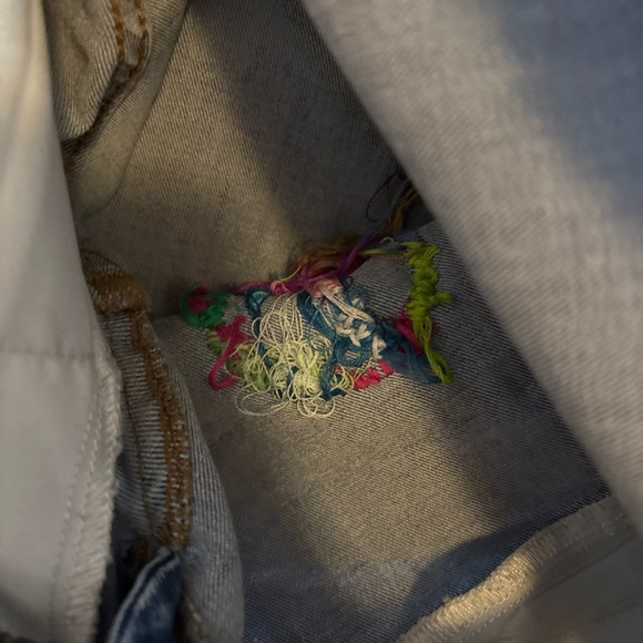 MADEWELL Cali Demi Boot Hand Embroidered Hippie Peace Sign Jeans Upcycled Sz 31 - Picture 10 of 16